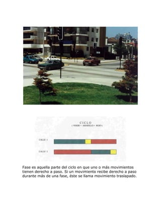 Fase es aquella parte del ciclo en que uno o más movimientos
tienen derecho a paso. Si un movimiento recibe derecho a paso
durante más de una fase, éste se llama movimiento traslapado.
 