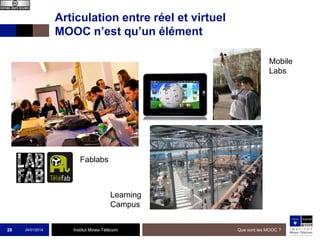 Et l’exploration de modèles alternatifs

28

24/01/2014

Institut Mines-Télécom

Que sont les MOOC ?

 