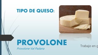 TIPO DE QUESO:
PROVOLONE
Provolone Val Padana
Trabajo en g
 