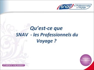 Qu’est-ce que
SNAV - les Professionnels du
         Voyage ?
 