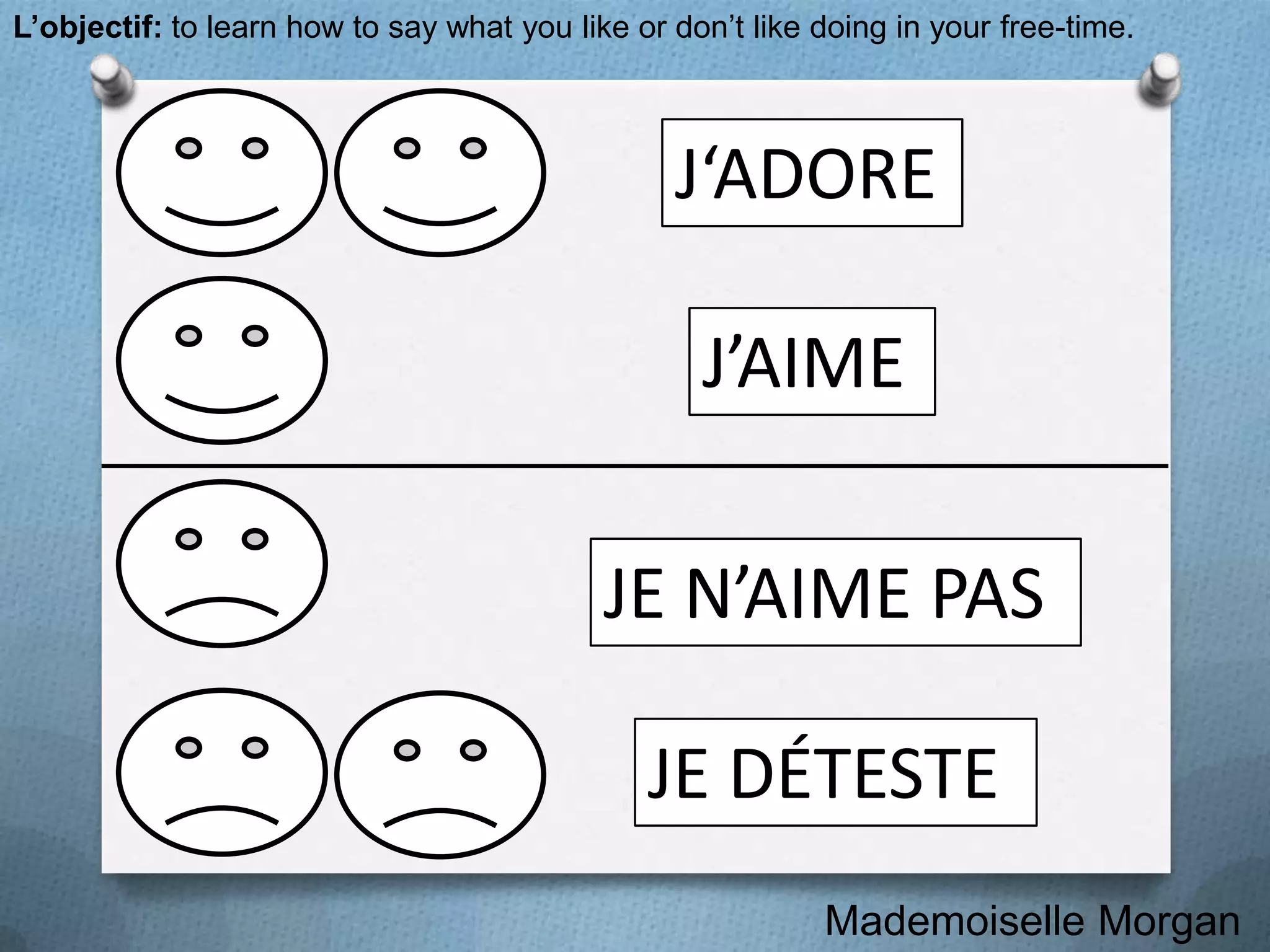 Qu’est ce que tu aimes faire | PPTX