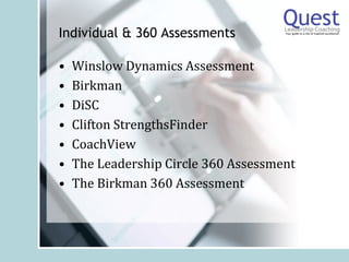 Quest Leadership Coaching Value Proposition