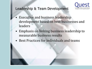 Quest Leadership Coaching Value Proposition