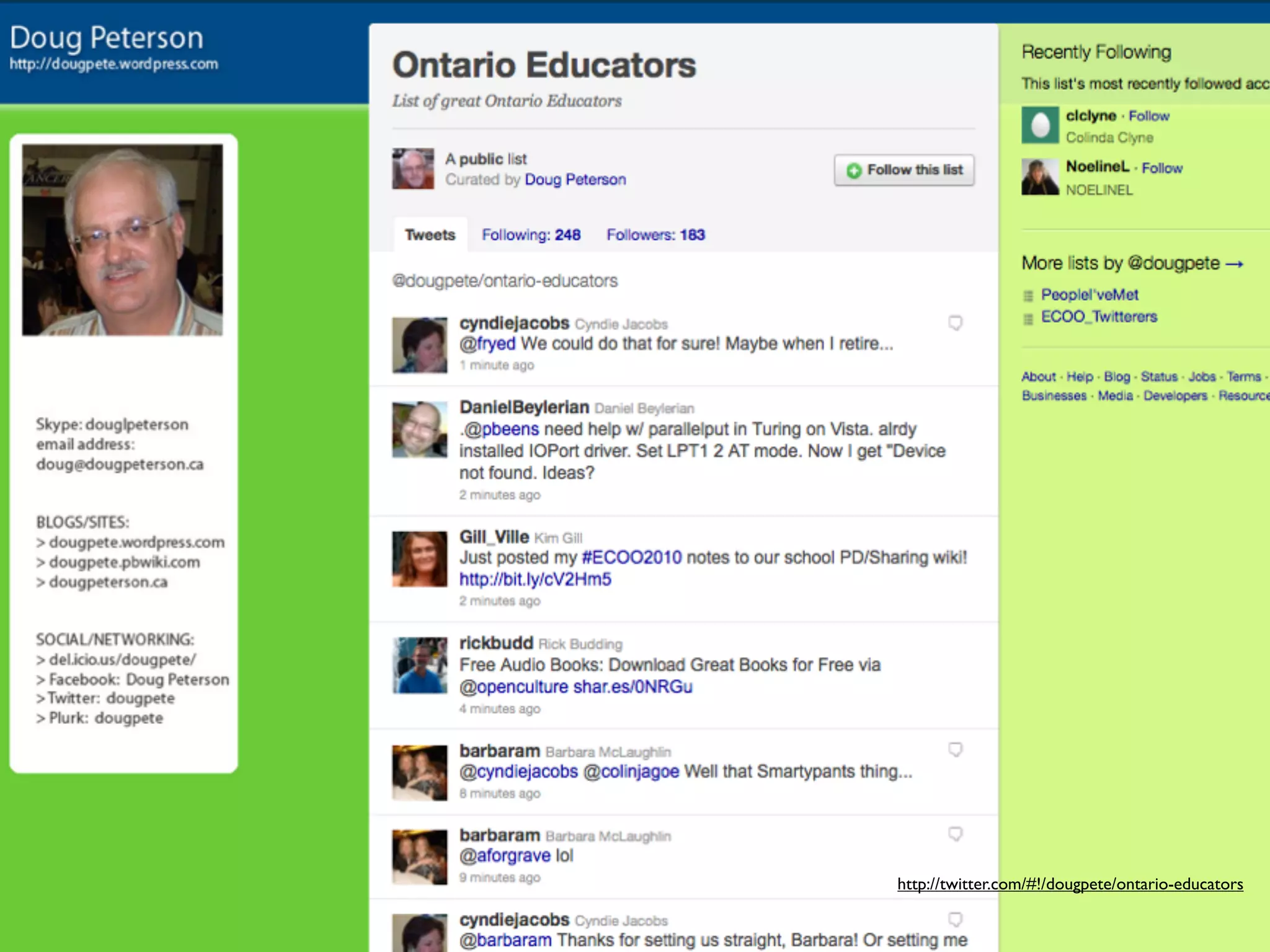 http://twitter.com/#!/dougpete/ontario-educators
 