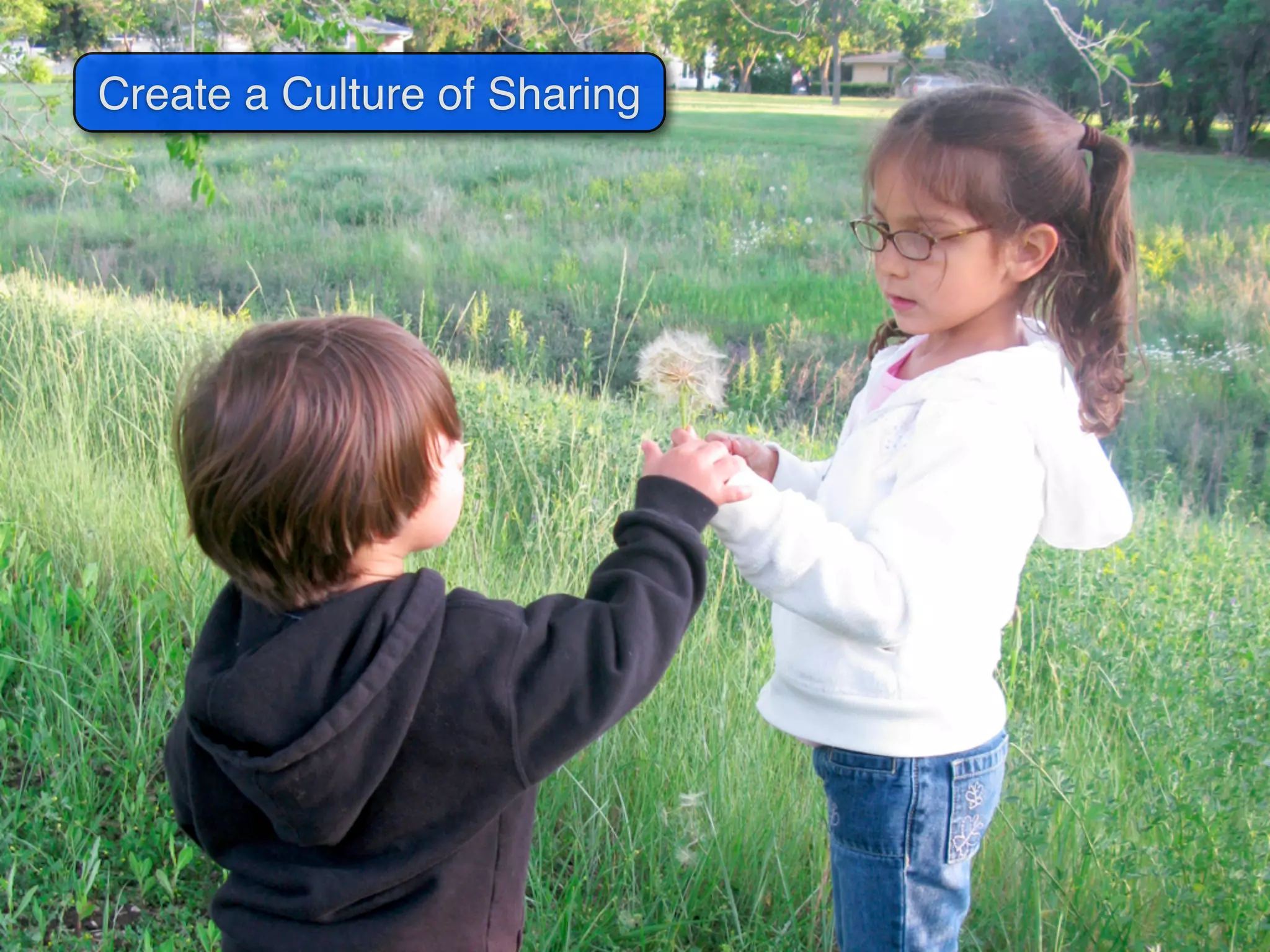 Create a Culture of Sharing




                              http://www.ﬂickr.com/photos/dolmansaxlil/4802611949/
 