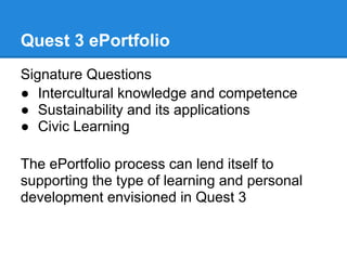 EPortfolio for Quest3: Instructors Workshop