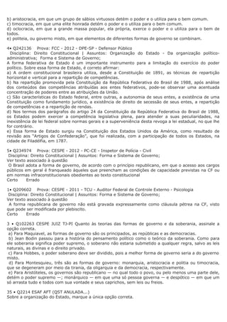 Questões federalismo