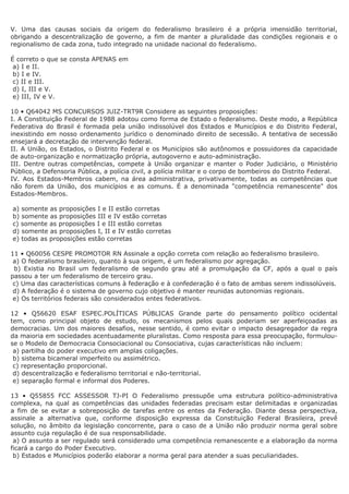 Questões federalismo