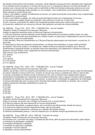 Questões processo civil-recursos