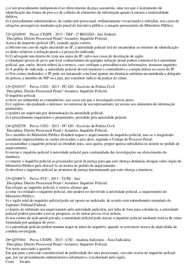 Questoes Processo Penal Inquerito Acao