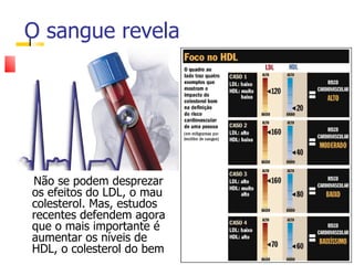 Não se podem desprezar os efeitos do LDL, o mau colesterol. Mas, estudos recentes defendem agora que o mais importante é aumentar os níveis de HDL, o colesterol do bem  O sangue revela 