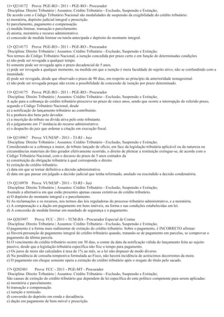 Questões tributário-crédito tributário