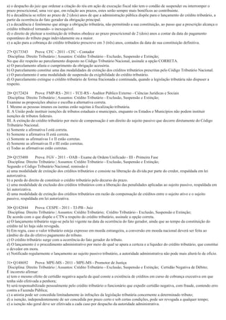 Questões tributário-crédito tributário