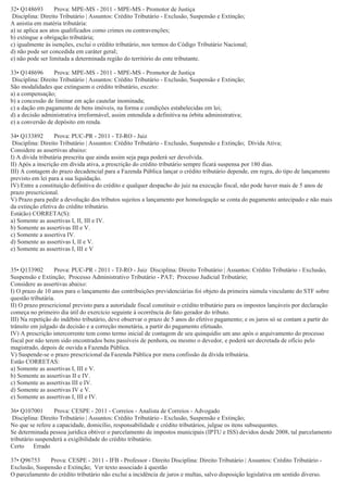 Questões tributário-crédito tributário