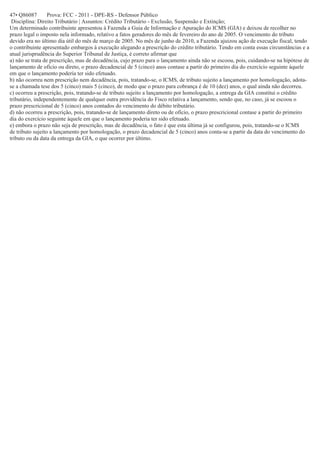 Questões tributário-crédito tributário