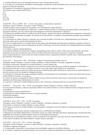 Questões tributário-crédito tributário