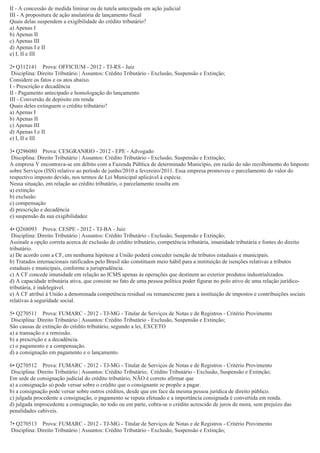 Questões tributário-crédito tributário