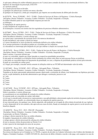 Questões tributário-crédito tributário