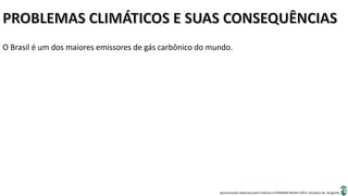 Apresentação elaborada pela Professora FERNANDA BRUM LOPES, disciplina de Geografia
O Brasil é um dos maiores emissores de gás carbônico do mundo.
 