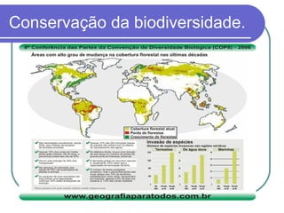 Conservação da biodiversidade.
 