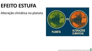 Apresentação elaborada pela Professora FERNANDA BRUM LOPES, disciplina de Geografia
Alteração climática no planeta
 