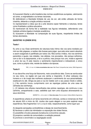 Questões de Literatura - ENEM 2010 | PDF