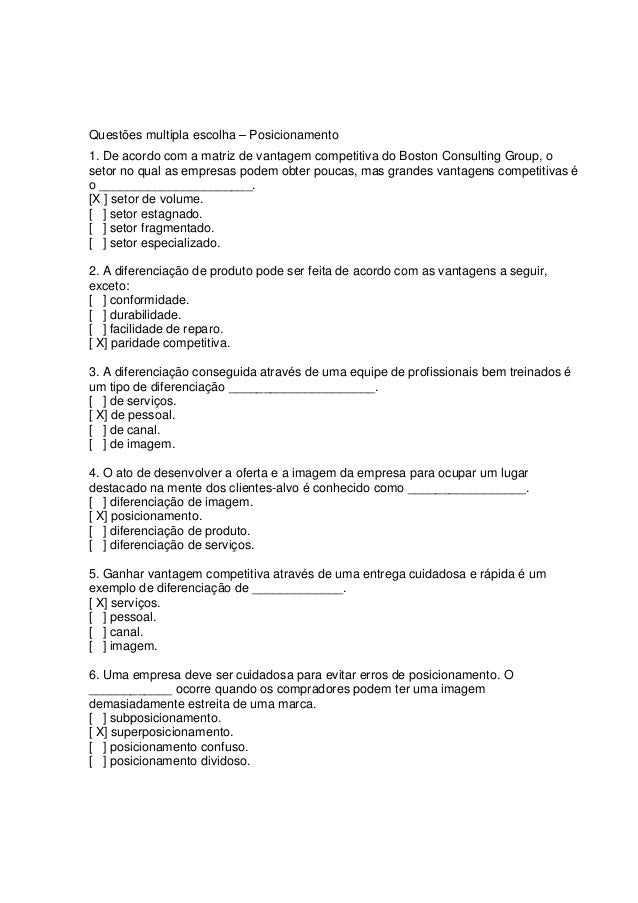 Questões multipla escolha diferenciação Questões multipla escolha diferenciação