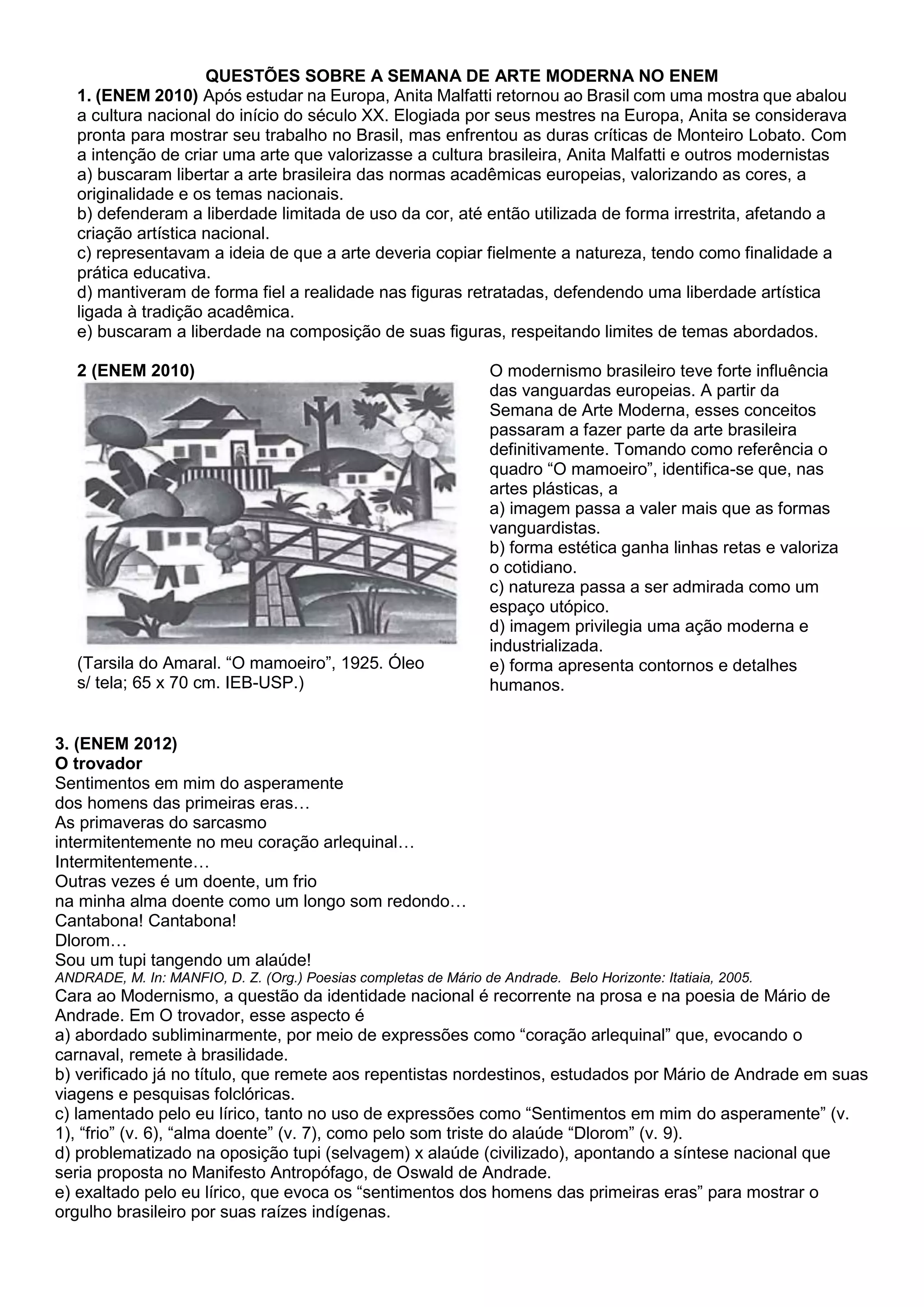 QUESTÕES SOBRE A SEMANA DE ARTE MODERNA NO ENEM.docx