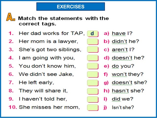 Question tag grammar+exercises