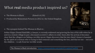 The Woman in Black introduction: https://www.youtube.com/watch?v=qQim37nzB5Q
 