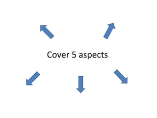 Cover 5 aspects
 