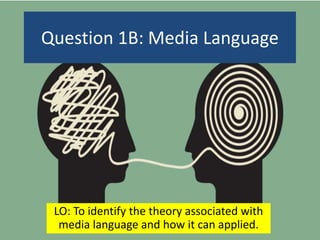 Question 1B: Media Language
LO: To identify the theory associated with
media language and how it can applied.
 