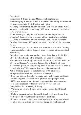 Question1Discussion 2 Planning and Managerial ApplicationAft.docx