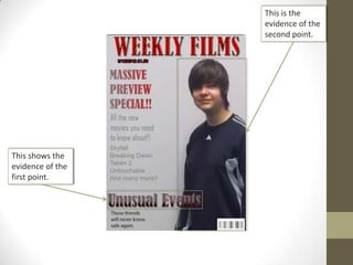 This is the
                  evidence of the
                  second point.




This shows the
evidence of the
first point.
 