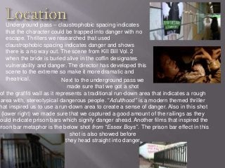 Underground pass – claustrophobic spacing indicates
     that the character could be trapped into danger with no
     esca...