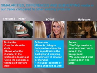 The Edge - Trailer                 TOWIE                     Hollyoaks




Similarities              Differences          ...
