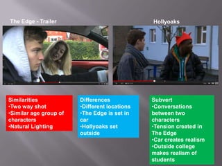 The Edge - Trailer                             Hollyoaks




Similarities            Differences            Subvert
•Two w...