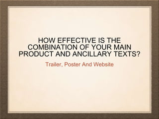 HOW EFFECTIVE IS THE
COMBINATION OF YOUR MAIN
PRODUCT AND ANCILLARY TEXTS?
Trailer, Poster And Website
 