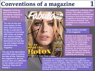 Magazine is free as
part of the News Of
The World; website is
listed at the top as
well.
The use of only one
main picture ...