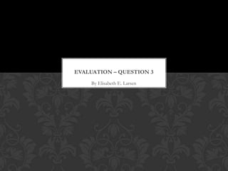 EVALUATION – QUESTION 3
    By Elisabeth E. Larsen
 