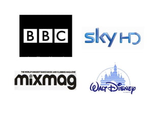Examples of media institutions.
http://www.bbc.co.uk http://www.sky.com
http://www.mixmag.net
http://www.disney.co.uk
 