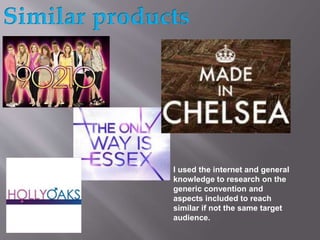 I used the internet and general
knowledge to research on the
generic convention and
aspects included to reach
similar if n...