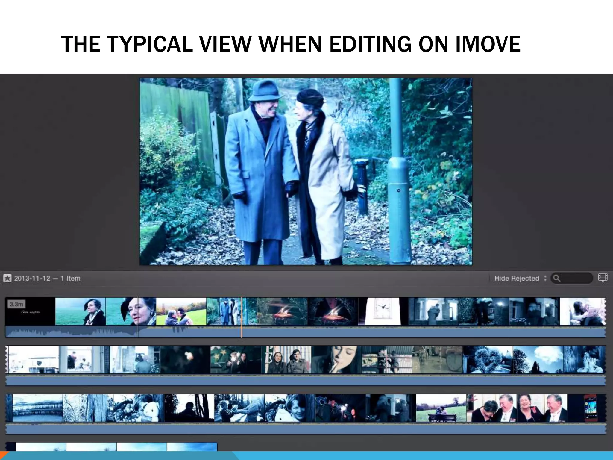 THE TYPICAL VIEW WHEN EDITING ON IMOVE
 
