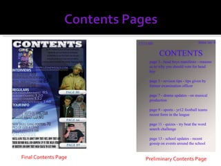 Final Contents Page Preliminary Contents Page 