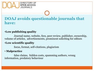 Questionable publishers: the DOAJ perspective