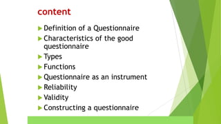 Questionnaire Development | PPTX