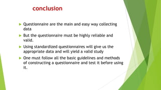 Questionnaire Development | PPT