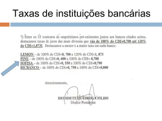 Taxas de instituições bancárias
 