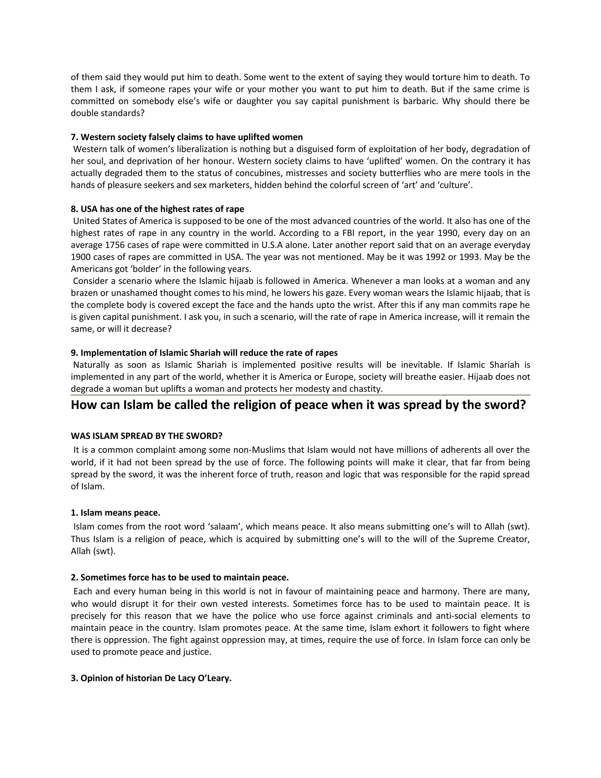 Question & answers on islam