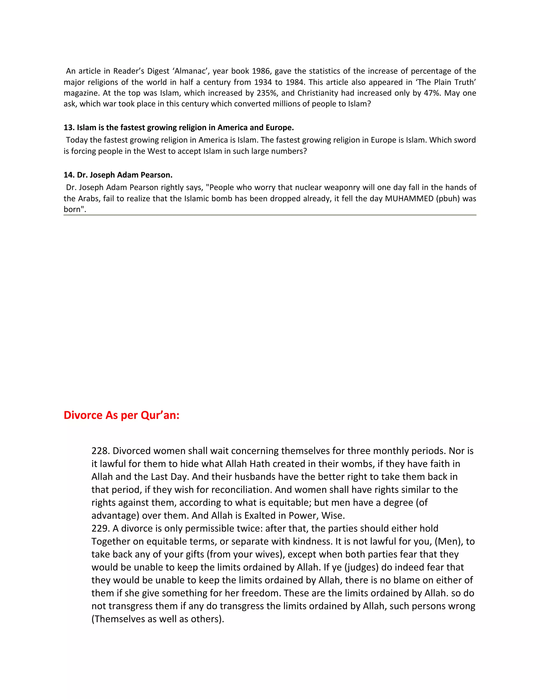 Question & answers on islam